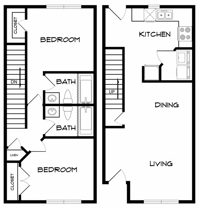 2 Bedroom 2 Bathroom 1704 floor plan